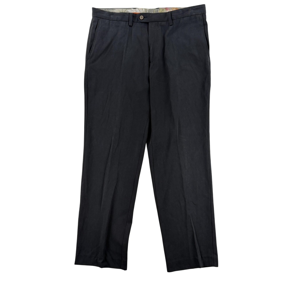Tommy Bahama Dress Pants Mens 36x32 Gray Silk‎ Cotton Pleated Straight Office